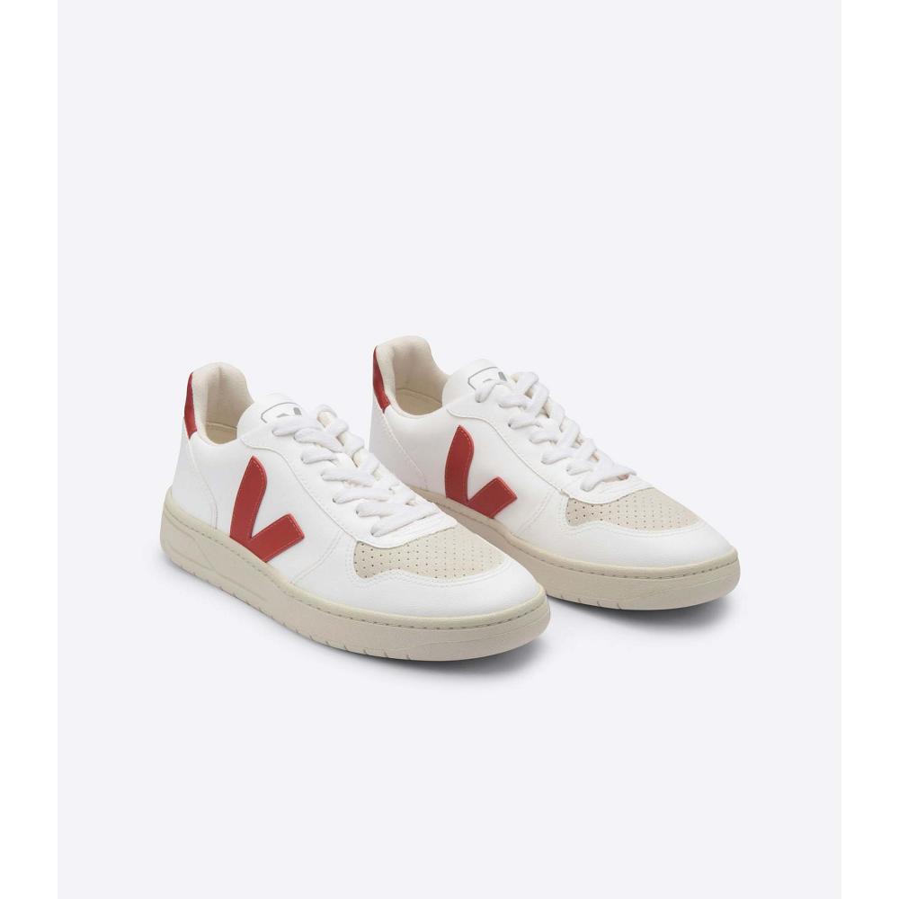 Veja V-10 CWL Men's Shoes White/Red | NZ 282JPQ